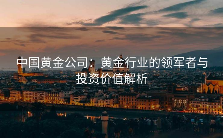 中国黄金公司：黄金行业的领军者与投资价值解析